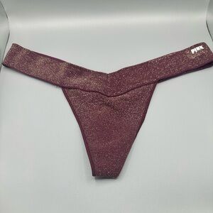 2018 PINK VIctoria Secret Maroon Glitter Thong